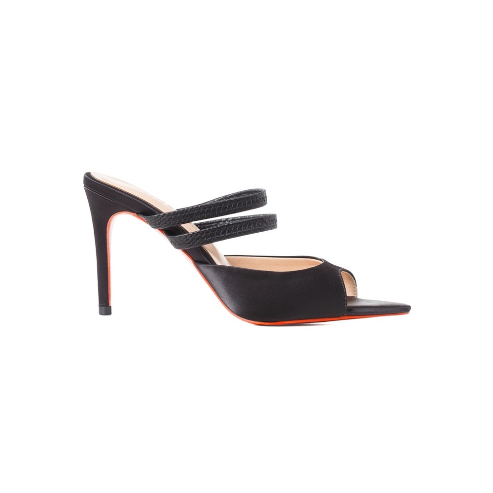 New BLACK satin sandals
